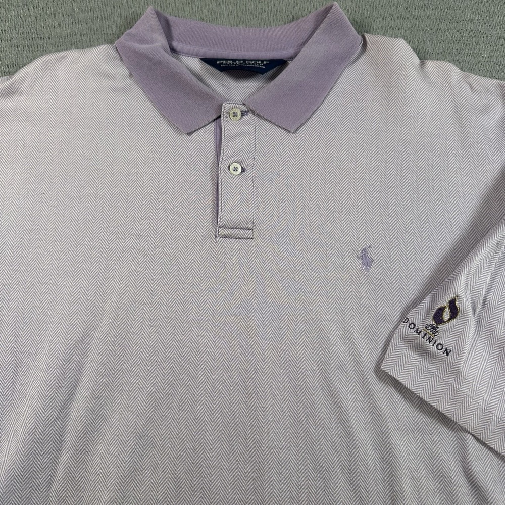 Polo Golf Ralph Lauren Shirt Mens XL Purple Herringbone Pima Cotton Classic Logo